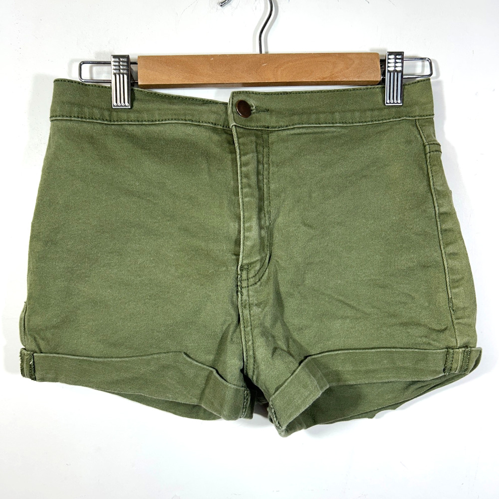 Forever 21 High Rise Stretch Shorts Women 29 Green Hike Lounge Athletic Casual